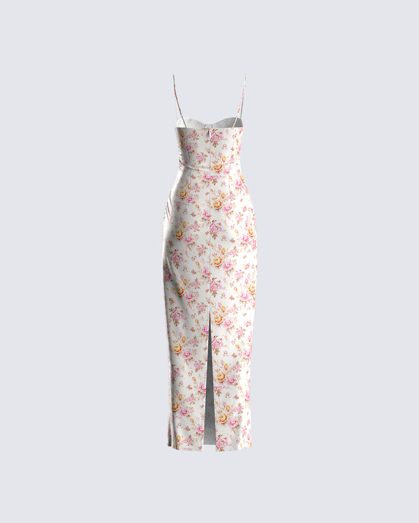 Finesse Maelle Ivory Flower Print Dress