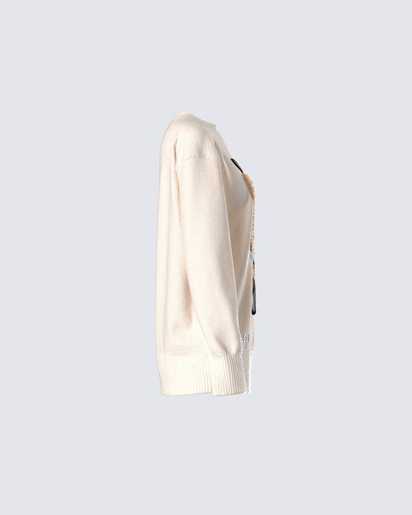 Finesse Magnolia Cream Sweater Knit Top