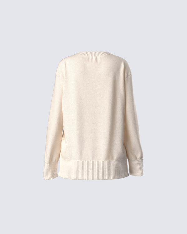 Finesse Magnolia Cream Sweater Knit Top
