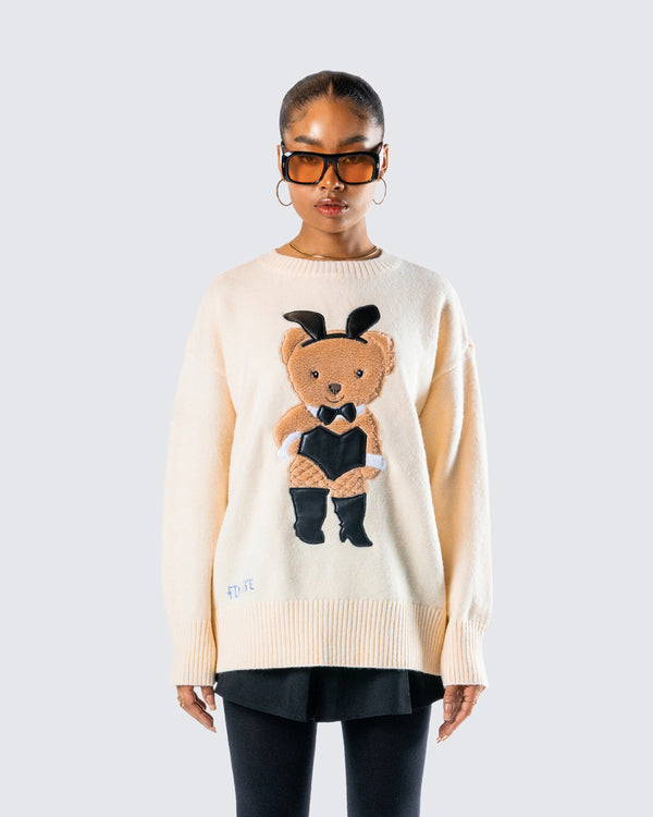 Finesse Magnolia Cream Sweater Knit Top