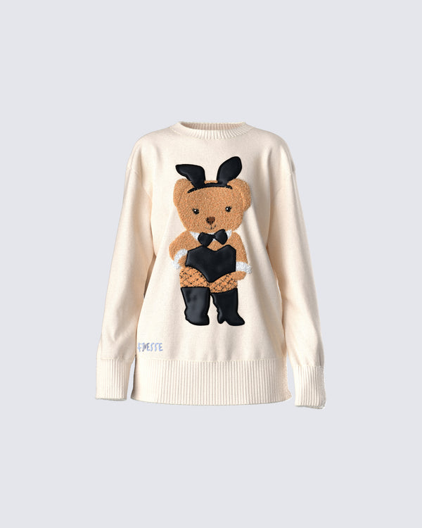 finesse Magnolia Cream Sweater Knit Top