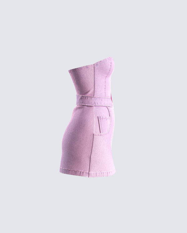 Finesse Malena Pink Denim Mini Dress