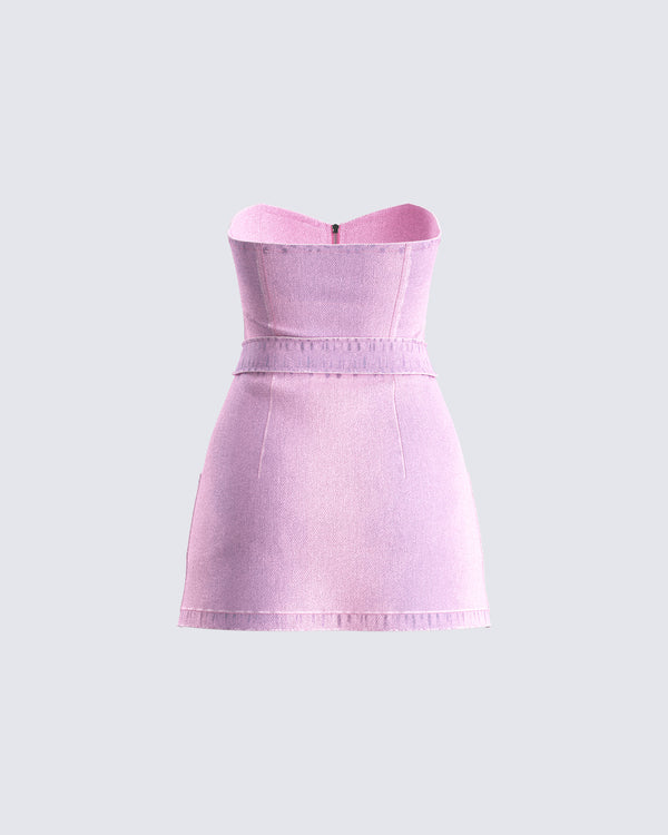 Finesse Malena Pink Denim Mini Dress