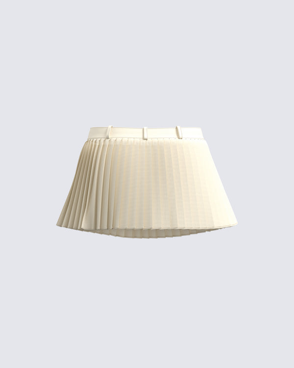 Finesse Mansa Cream Crepe Pleat Skirt