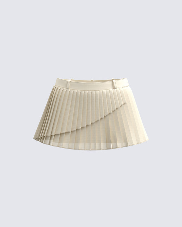finesse Mansa Cream Crepe Pleat Skirt