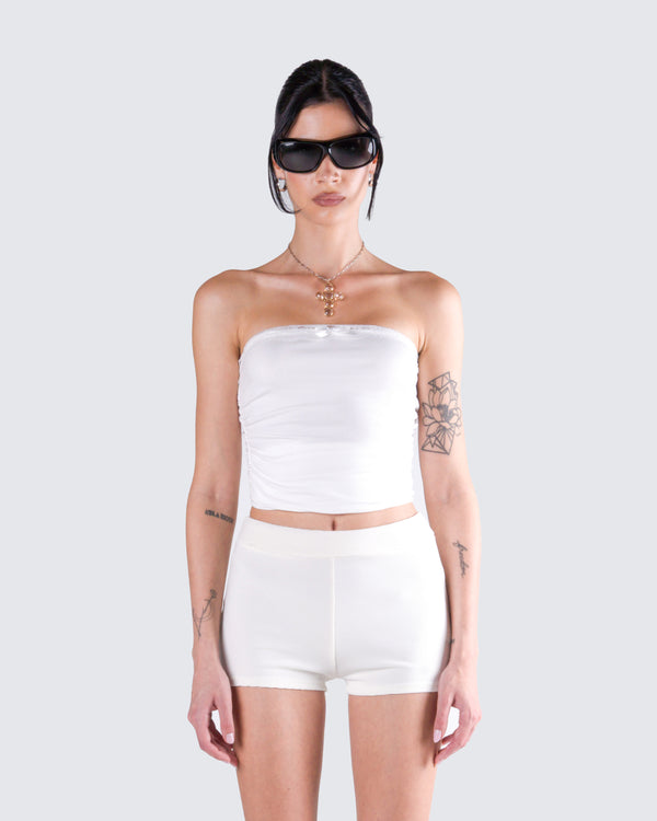 Finesse Mara White Jersey Tube Top