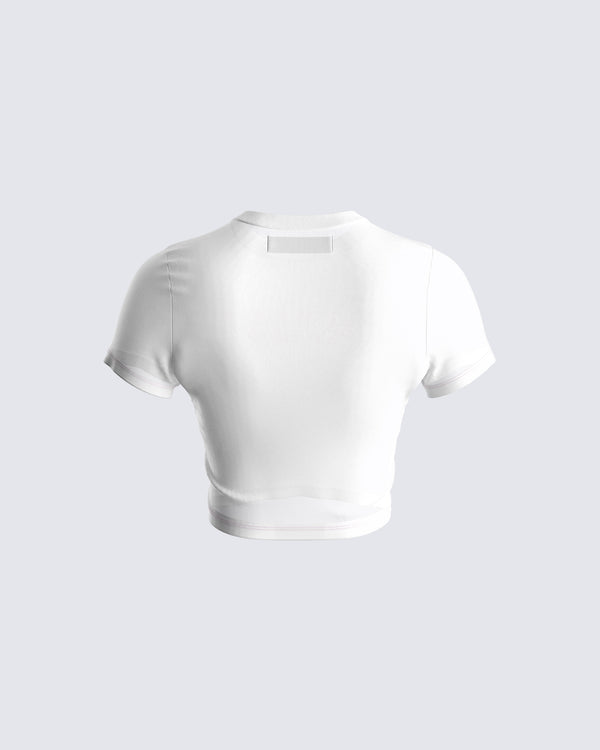 Finesse Marat White Jersey Graphic Top