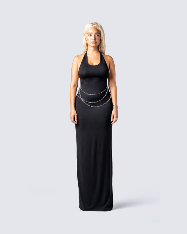 Finesse Marcel Black Halter Maxi Dress