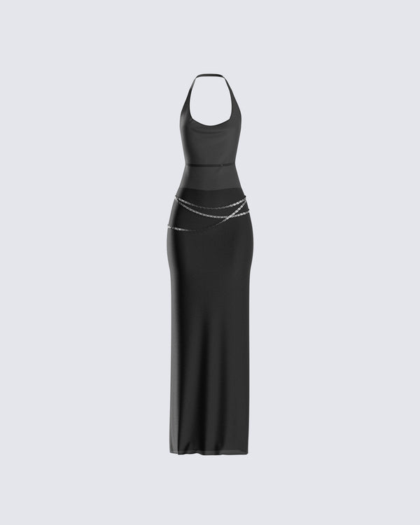 finesse Marcel Black Halter Maxi Dress