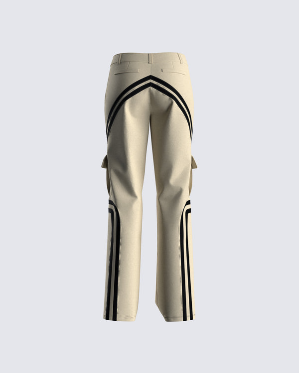 Finesse Marcia Taupe Twill Cargo Pant
