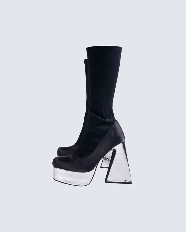 Finesse Marcil Black Heeled Platform Boot