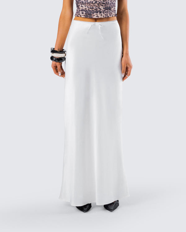 Finesse Maree White Low Rise Maxi Skirt