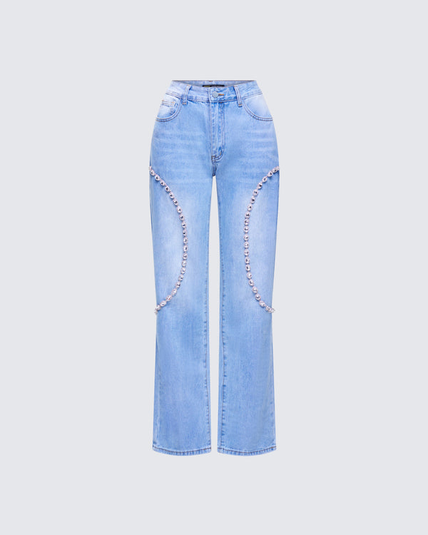 finesse Margaux Blue Denim Diamanté Path Jean
