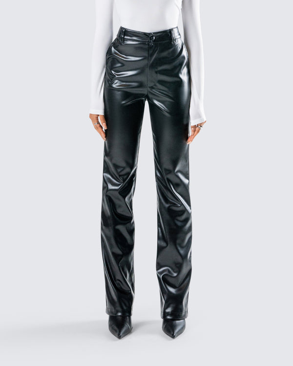 Finesse Mari Black Vegan Leather Pant
