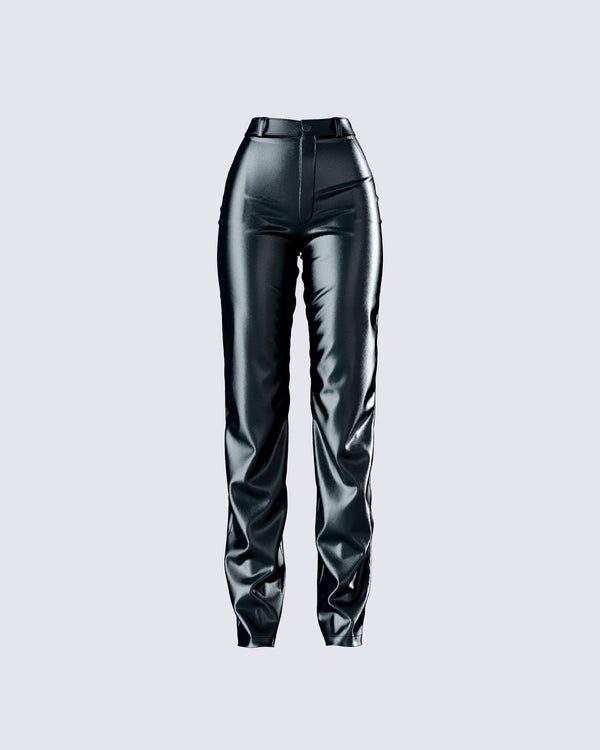 finesse Mari Black Vegan Leather Pant