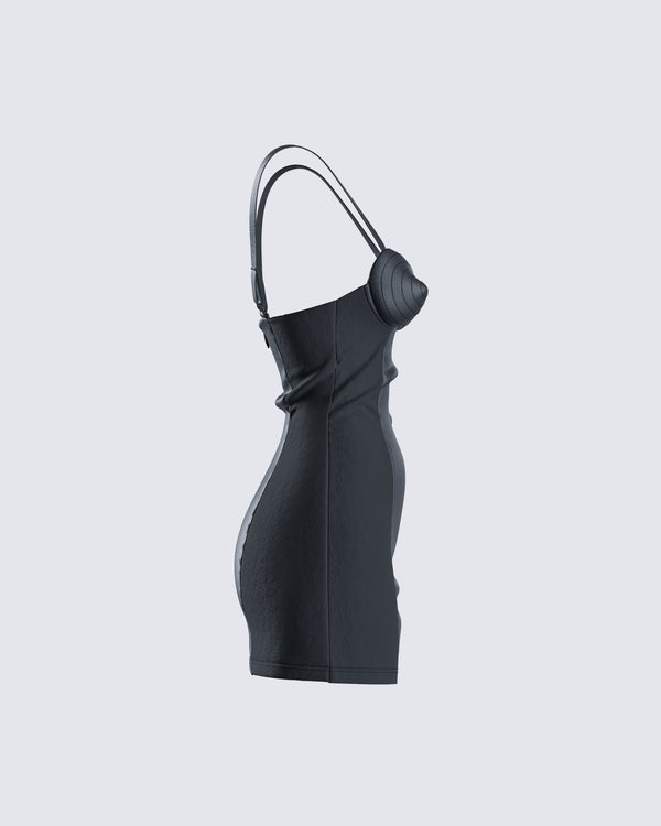 Finesse Maria Black Satin Bustier Dress