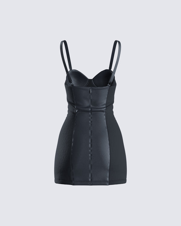 Finesse Maria Black Satin Bustier Dress