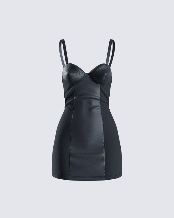 finesse Maria Black Satin Bustier Dress