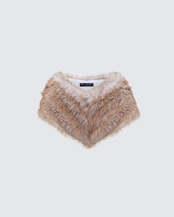 finesse Marilyn Brown Faux Fur Hot Pant