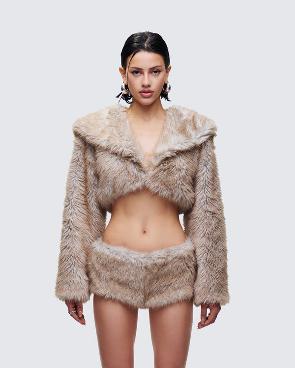 Finesse Marilyn Brown Faux Fur Jacket