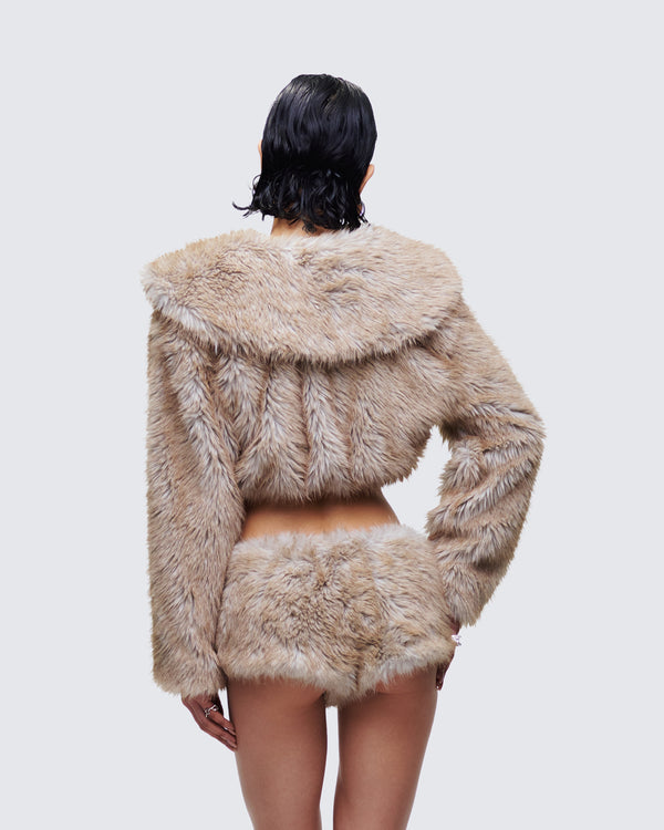 Finesse Marilyn Brown Faux Fur Jacket