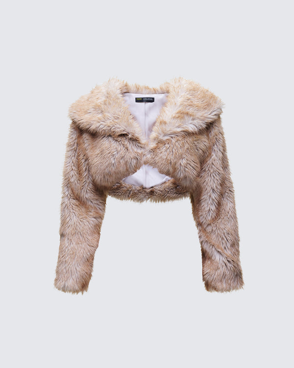 finesse Marilyn Brown Faux Fur Jacket