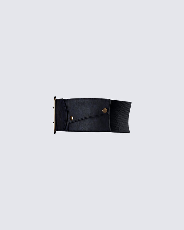 Finesse Marina Black Leather Wide Belt