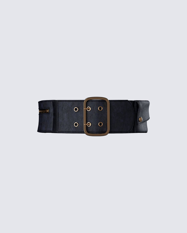 finesse Marina Black Leather Wide Belt