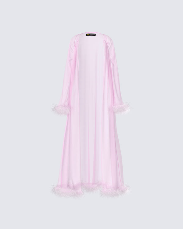 finesse Maris Pink Feather Trim Robe
