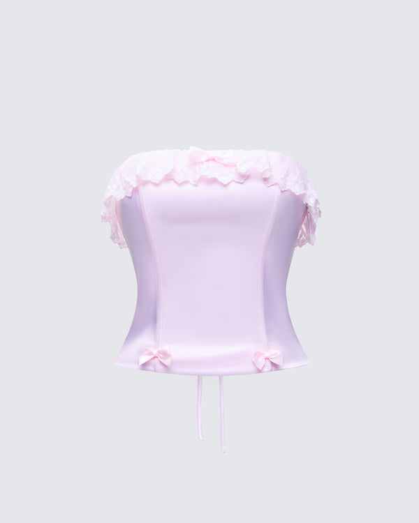 finesse Maris Pink Satin Corset Top