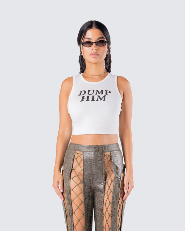 Finesse Marlow White Graphic Tank Top