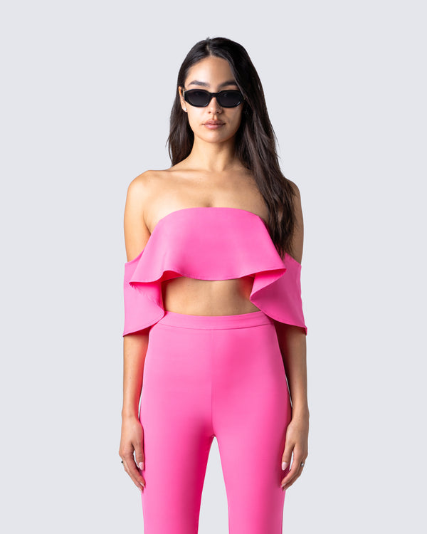 Finesse Maro Pink Off Shoulder Top