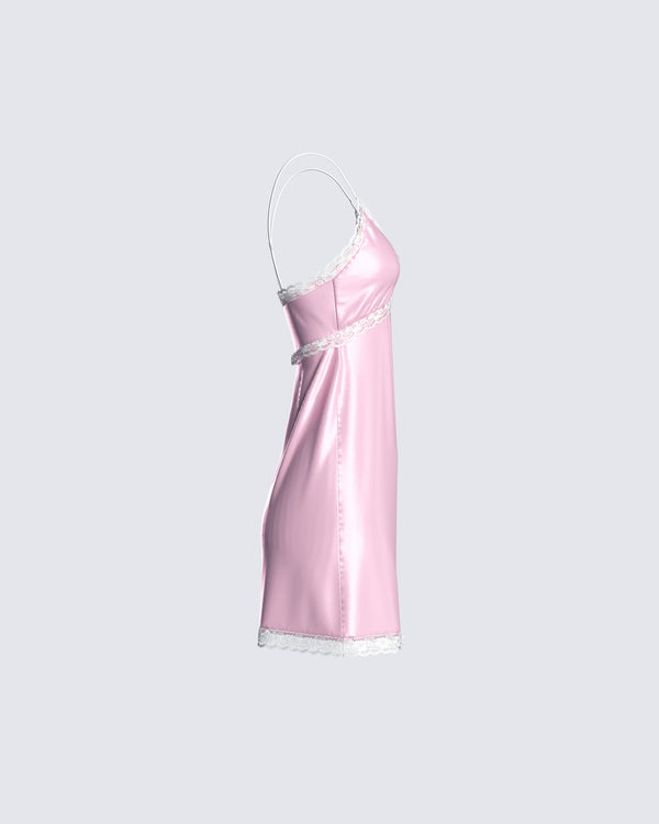 Finesse Marsha Pink Satin Mini Dress