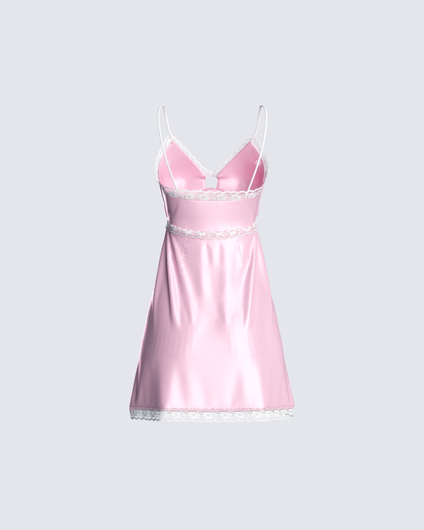 Finesse Marsha Pink Satin Mini Dress