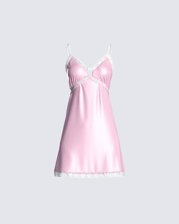 finesse Marsha Pink Satin Mini Dress