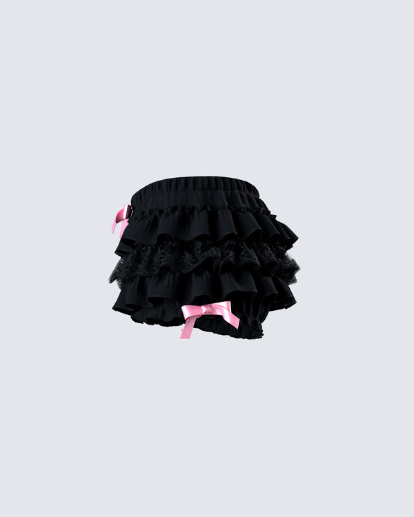 Finesse Martina Black Ruffle Short
