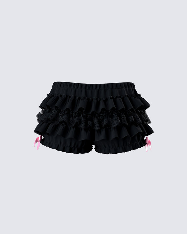 Finesse Martina Black Ruffle Short