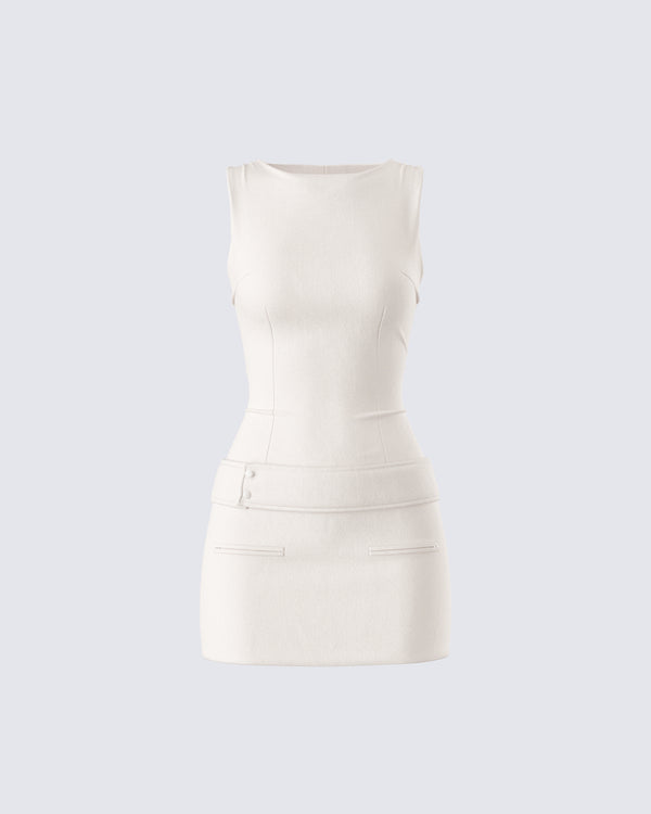 finesse Matiyah Ivory Belted Micro Mini Dress
