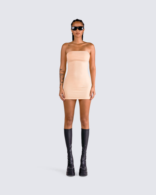 Finesse Maxine Beige Jersey Tube Dress