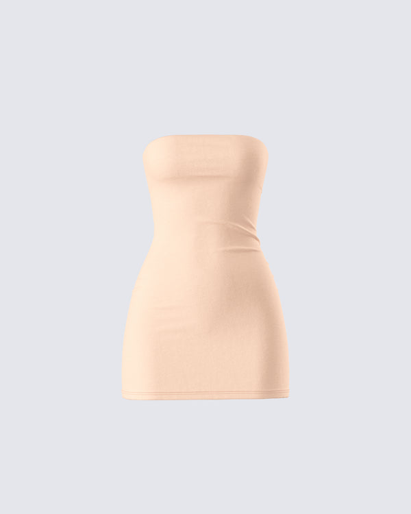 finesse Maxine Beige Jersey Tube Dress