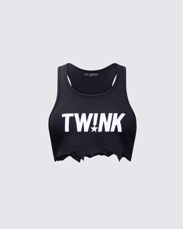 finesse Maxine Black Graphic Cut Off Tank