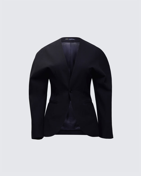 finesse Maybelle Black Dome Sleeve Blazer