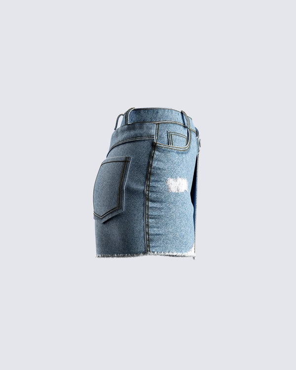 Finesse Mayerly Blue Denim Wrap Skort