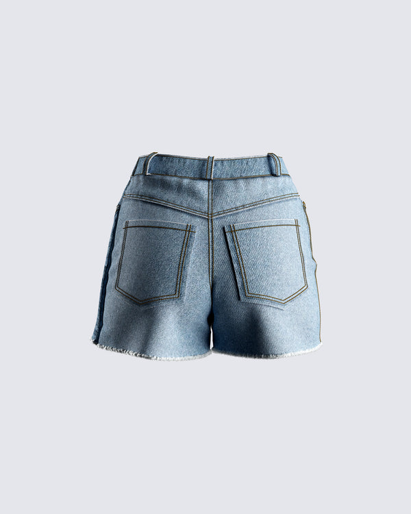 Finesse Mayerly Blue Denim Wrap Skort