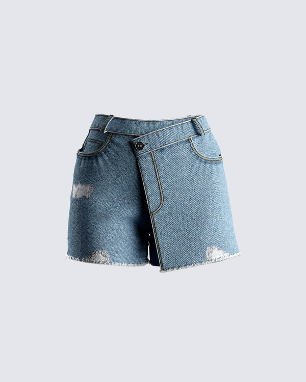 finesse Mayerly Blue Denim Wrap Skort