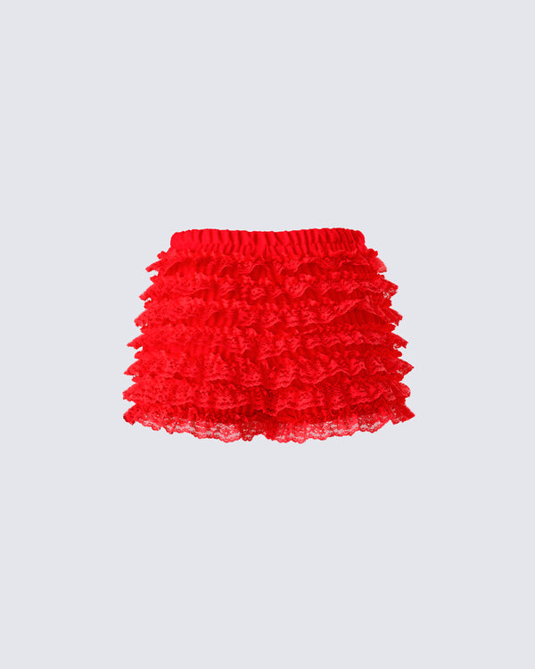 Finesse Maylah Red Ruffle Short