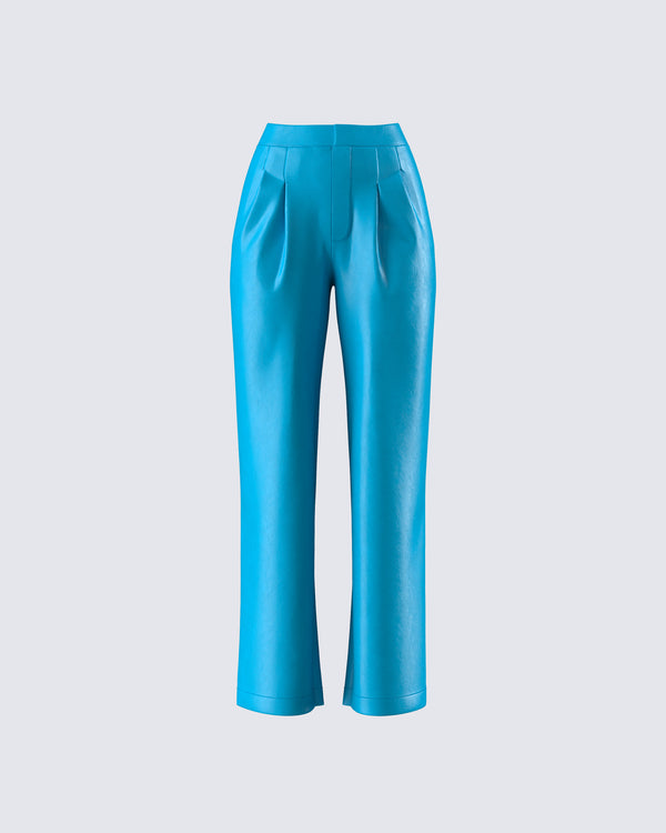 finesse Maz Turquoise Vegan Leather Pant