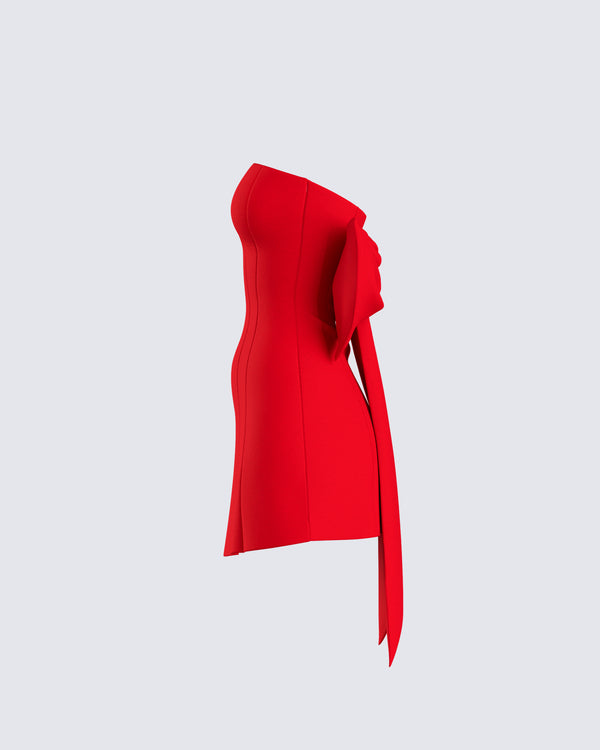 Finesse McKay Red Strapless Bow Mini Dress