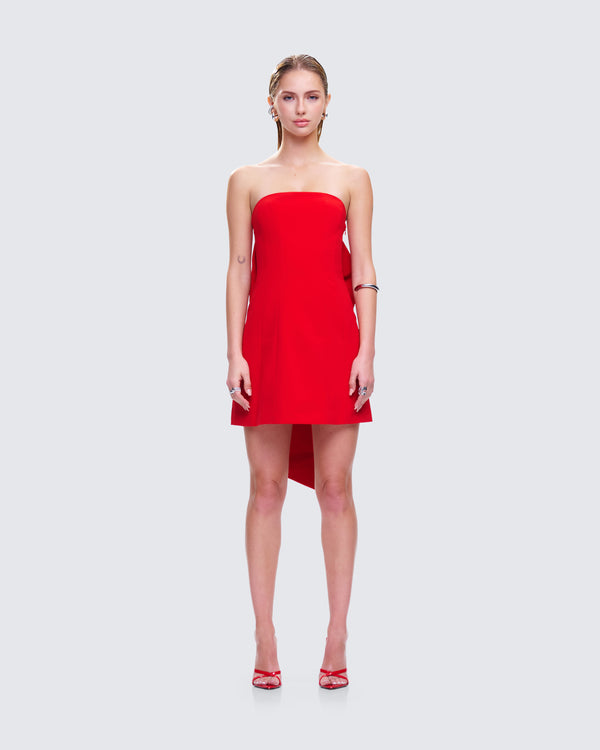 Finesse McKay Red Strapless Bow Mini Dress