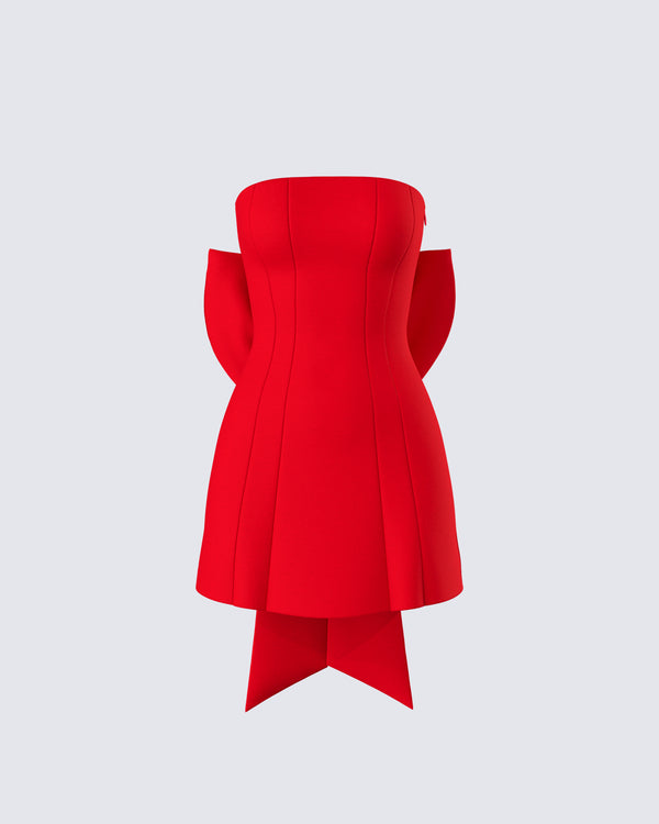 finesse McKay Red Strapless Bow Mini Dress